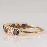 Mezzo eternity vintage in oro giallo 9K con zaffiri (0.40ctw ca.) e diamanti (0.04ctw ca.), anno 1986
