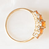Anello vintage in oro giallo 9K con opali (0.70ctw ca.) e paste di vetro arancioni, anno ‘2002