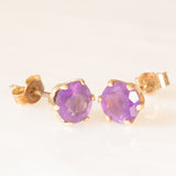 Orecchini punto luce vintage in oro giallo 9K con ametiste (1ctw ca.)