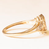 Anello da cocktail vintage in oro giallo 9K con quarzo citrino (4.20ct ca.) e diamanti