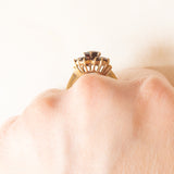 Anello a margherita vintage in oro giallo 8K e granati (2.20ctw ca.), anni ‘70