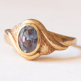 Anello vintage in oro giallo 9K con alessandrite sintetica, anni ‘80/‘90