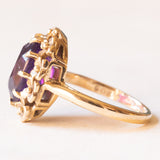 Anello da cocktail vintage in oro giallo 9K con ametista (3.50ct ca.), anni ‘70
