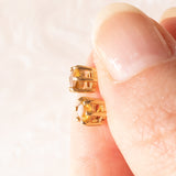 Orecchini punto luce vintage in oro giallo 9K con quarzi citrini (0.40ct ca.), anni ‘70