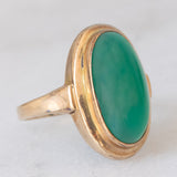 Anello vintage in oro giallo 8K con agata verde, anni ‘60/‘70