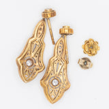 Orecchini vintage in stile Art Déco in oro giallo 18K con diamanti (0.70ctw ca.), anni ‘70/‘80