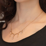 Collana vintage in oro giallo 14K con pietre di luna (3.40ctw ca.), anni ‘60/‘70