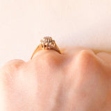 Anello a margherita vintage in oro giallo 9K con zaffiro (0.40ct ca.) e diamanti (0.06ctw ca.), anno 1993