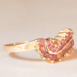Anello vintage in oro giallo 9K con tormaline rosa (0.40ctw ca.), anni ‘70