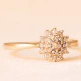 Anello vintage in oro giallo 9K con diamanti (0.10ctw ca.), anni ‘60/‘70