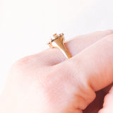 Anello a margherita vintage in oro giallo e bianco 9K con diamanti (0.05ctw ca.), anno 1987