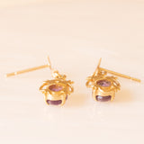Orecchini pendenti vintage in oro giallo 9K con ametiste (0.70ctw ca.)