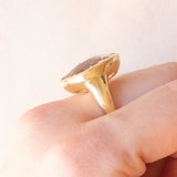Anello da cocktail vintage in oro giallo 14K con morganite (10ct ca.), anni ‘70/‘80
