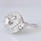 Anello ballerina vintage in oro bianco 18K con diamanti (1ctw ca.), anni ‘80
