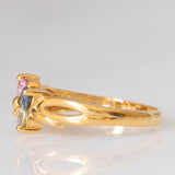 Anello a fiore vintage in oro giallo 8K con topazi colorati (0.40ctw ca.)