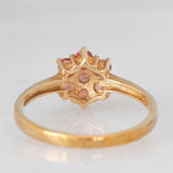 Anello a fiore in oro giallo 9K con zaffiri rossi (0.55ctw)