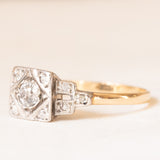 Anello Art Déco in oro giallo 14K e argento con diamanti (0.24ctw ca.), anni ‘20/‘30