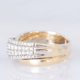 Anello vintage "doppio" in oro giallo e bianco 14K con diamanti (0.80ctw ca.), anni '70