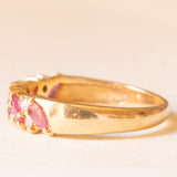 Veretta vintage in oro giallo 9K con rubini (0.50ctw ca.) e diamanti (0.16ctw ca.), anno 1990