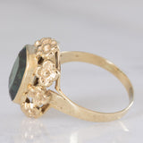 Anello da cocktail vintage in oro giallo 8K con spinello verde (3.80ct ca.), anni ‘70