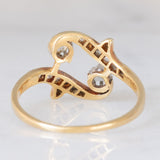 Anello Art Nouveau in oro giallo 14K e argento con diamanti di taglio rosetta (0.26ctw ca.), anni ‘10/‘20