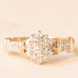Anello vintage in oro giallo e bianco 9K con diamanti (0.40ctw ca.), anno 1994