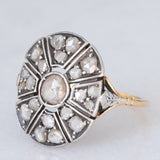 Anello antico in oro giallo 18K e argento con diamanti di taglio rosetta (1ctw ca.), primi del ‘900