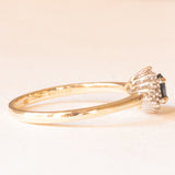 Anello vintage in oro giallo e bianco 9K con zaffiro (0.25ct ca.) e diamanti (0.14ctw ca.), anno ‘2001