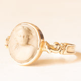 Anello vintage in oro giallo 9K con cammeo su lava, anni ‘40