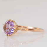 Solitario antico in oro rosa e giallo 9K con ametista (1.20ct ca.), anni ‘10/‘20