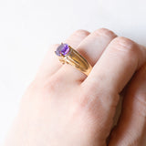 Anello a fascia vintage in oro giallo 9K con ametista (2.20ct ca.), anni ‘60/‘70