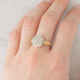 Anello vintage a fiore e a fascia con diamanti (0.52ctw ca.), anni ‘60/‘70