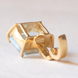 Ciondolo vintage in oro giallo e bianco 14K con topazio azzurro (2ct ca.) e diamanti (0.03ctw ca.), anni ‘70