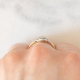 Solitario Art Déco in oro giallo e bianco 14K con diamante, anni ‘20/‘30