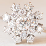 Anello a fiocco di neve vintage in oro bianco 18K con diamanti di taglio brillante (2ctw ca.), anni ‘60/‘70