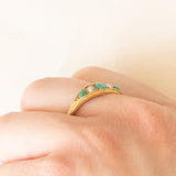 Anello antico in oro giallo 18K con turchesi e perline, anni ‘10