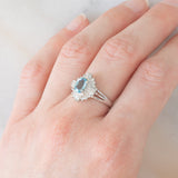 Anello ballerina vintage in platino con acquamarina (0.60ct) e diamanti (0.27ctw), anni ‘80