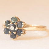 Anello a margherita in oro giallo 9K con zaffiri (1.20ctw ca.), anno 1992