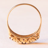 Anello veretta vintage in oro giallo 9K con opali (0.20ctw ca.) e ametista (0.40ctw ca.), anni ‘70