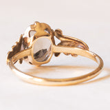 Anello vintage in oro giallo 9K con quarzo fumé (1.90ct ca.), anno 1979