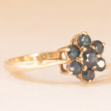 Anello a margherita in oro giallo 9K con zaffiri (1.20ctw ca.), anno 1992