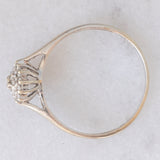 Anello a fiore vintage in oro bianco 9K con diamanti (0.10ctw ca.), anni ‘70/‘80
