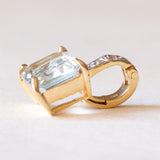 Ciondolo vintage in oro giallo e bianco 14K con topazio azzurro (2ct ca.) e diamanti (0.03ctw ca.), anni ‘70