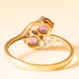 Toi et Moi vintage in oro giallo e bianco 9K con ametiste (0.80ctw ca.) e diamanti (0.06ctw ca.), anno 2000