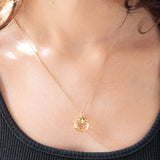 Ciondolo vintage in oro giallo 14K con quarzo citrino (9ct ca.), anni ‘60