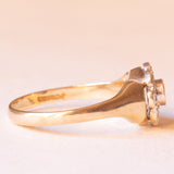 Anello a margherita vintage in oro giallo e bianco 9K con diamanti (0.05ctw ca.), anno 1987