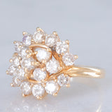 Anello vintage in oro giallo 14K con diamanti di taglio brillante (1.90ctw ca.), anni ‘70