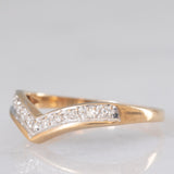 Anello a “V” in oro giallo e bianco 9K con diamanti (0.05ctw ca.), anno 1989