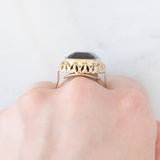Anello da cocktail vintage in oro giallo 8K con quarzo fumé, anni ‘70