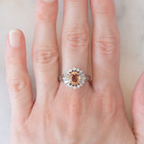 Anello ballerina in platino con topazio imperiale (1.85ct) e diamanti (0.72ctw), anni ‘80/‘90